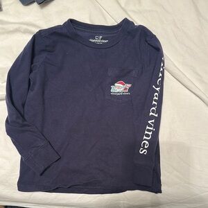 Vineyard Vines Kids Navy Santa Whale Long Sleeve Shirt